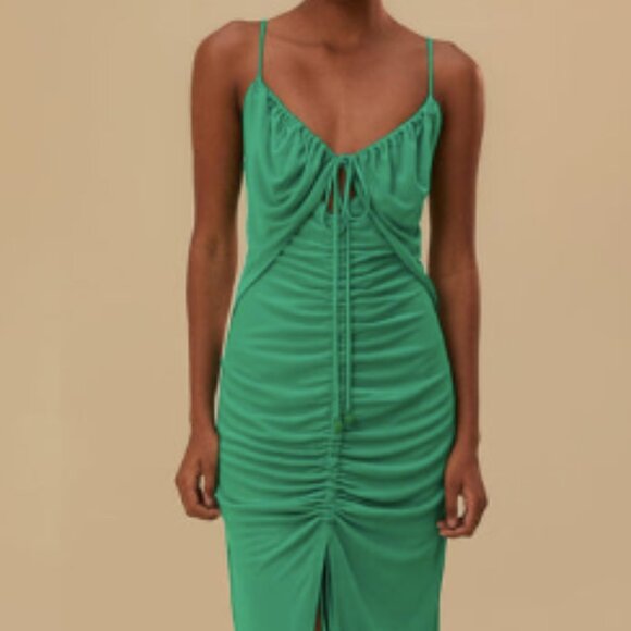 Farm Rio Green Cut Out Sleeveless Midi Dress - Picture 1 of 6